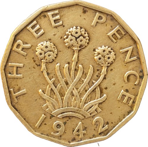 1942 three pence british coin - british,