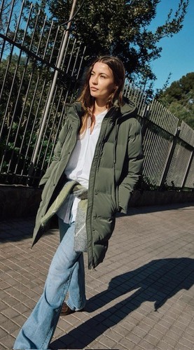 Bnwt zara ladies khaki padded - khaki,