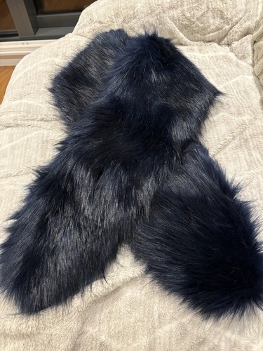 Navy blue faux fur shawl - faux, stole