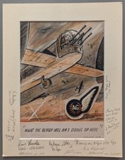 RAF Air Gunners Signed Print - With Badge - One of a Kind! - WW2 - Aviation