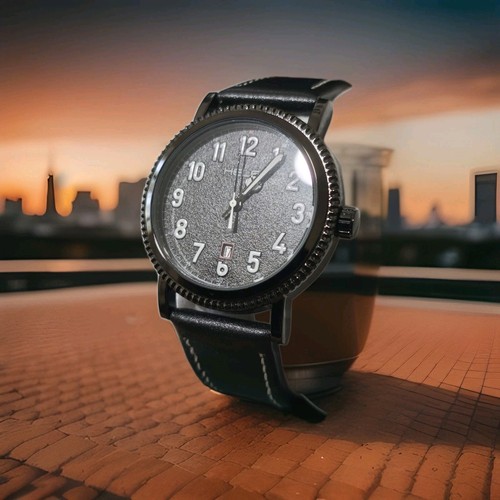 Men watch black fluted bezel - fluted,