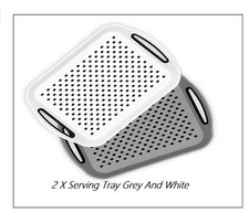 2 X Serving Tray  Non Slip Tray With High Grip Rubber Surface Random Colors