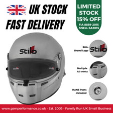 Stilo ST5 FN Composite FIA And Snell Approved Race Helmet Silver With HANS Posts