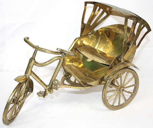 Vintage gold brass rickshaw - 9",