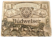 Budweiser Clydesdale Horse Enamel Brass Belt Buckle Official Merchandise Vintage