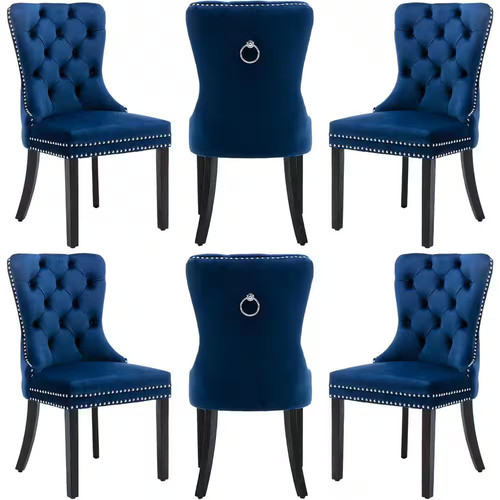 Blue velvet upholstered - velvet, dining