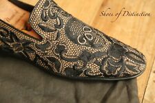 Donald J Pliner Black Embroidered Skull Loafers Shoes UK 8.5 M US 9.5 EU 42.5
