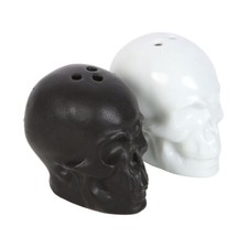 Ceramic Skull Salt And Pepper Pots Shakers Cruet Skeleton Kitchen Dining