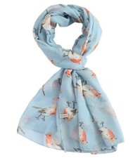 Sky Blue Robin Scarf Red