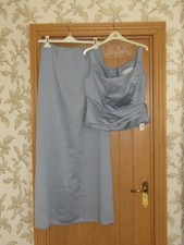 Alfred Angelo cornflower blue satin feel 2 piece top maxi skirt uk 14 new formal