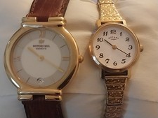 Raymond Weil 9132 quartz date 18K gold plated watch in excellent working order