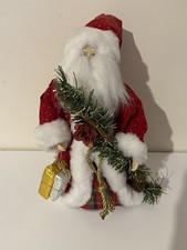 Large Santa Red/Tartan Tree Topper Vintage Father Christmas 34cm tall