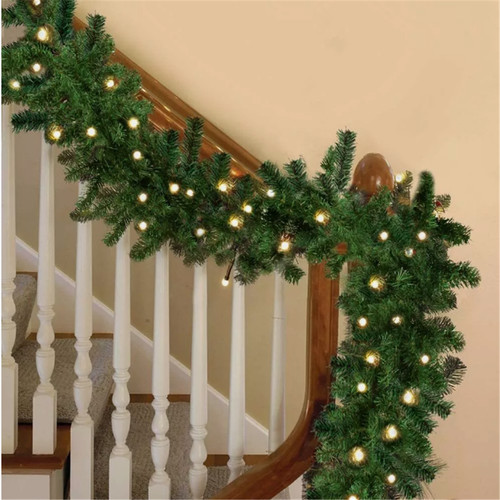 9ft green christmas garland - green,