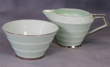 Antique Art Deco Paragon for Aspreys Bone China Mint Green Milk Jug & Sugar Bowl