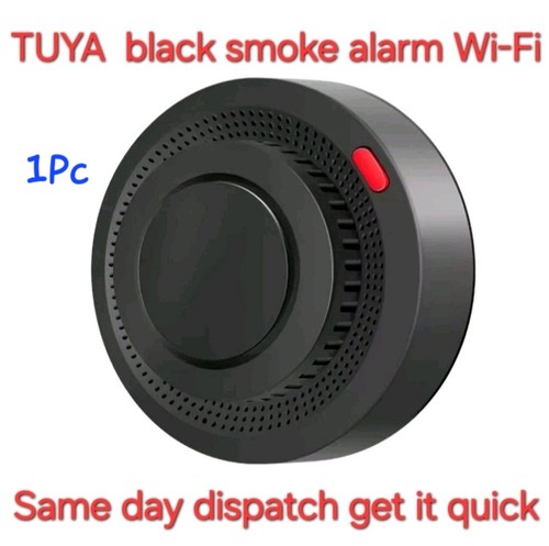 Black wifi tuya smoke alarm - black,