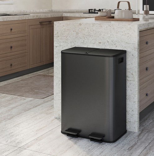 60l double kitchen pedal bin - double,