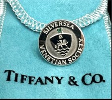 Vintage - Tiffany & Co. - Silver & Sapphire 'Silver Sea Venetian Society' badge.
