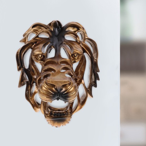 Golden resin lion head wall - resin,