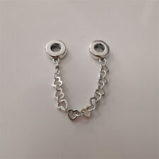 Pandora SILVER ALE Linked Hearts Safety Chain S925 