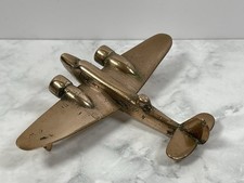 Vintage Solid Brass Twin Engine Airplane Model 16.5cm Aviation Sculpture Decor