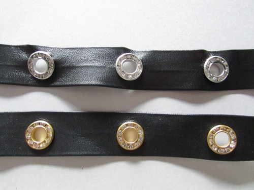 Pleather diamante eyelet tape - eyelet,