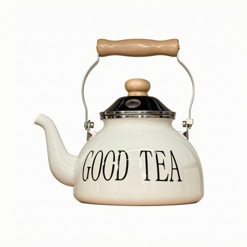 Enamel kettle with - with, whistle
