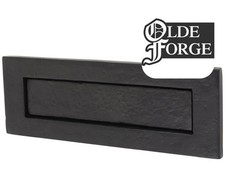 Olde Forge Heavy Black Antique Iron Letter Box Plate – 254 x 90mm