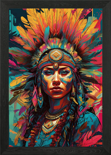 Native american woman framed - native,