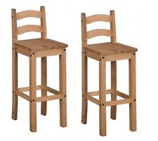 Corona Pair of Bar Stools Tall Chairs Mexican Solid Pine Mercers Furniture®