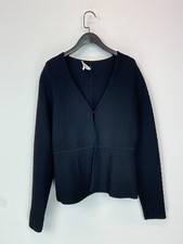 L.K.Bennett Black Textured Long Sleeve Peplum Hook and Eye Closure Blazer M