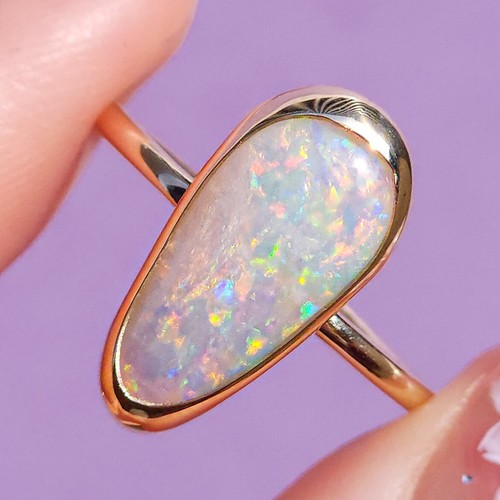 14k gold solid australian opal - gold,