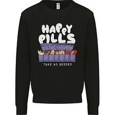 Cats Happy Pills Antidepressant Mens Sweatshirt Jumper