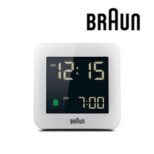 Braun Digital Alarm Clock LCD Snooze White 7x7cm BC09W RRP £35