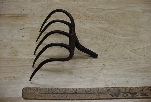Antique iron tine - iron, farming