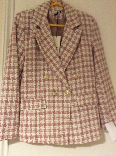 Dogtooth jacket pink and cream - and,