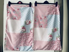 Shabby Chic Patchwork Cottage Core Duvet Cover & 2 Pillowcases Floral Pink/ Blue