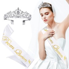2Pcs Prom Queen Sash and Tiara