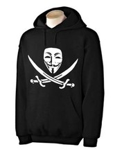 Anonymous Piracy Hoodie - Guy Fawkes Mask V for Vendetta Disobey Hacker T-Shirt