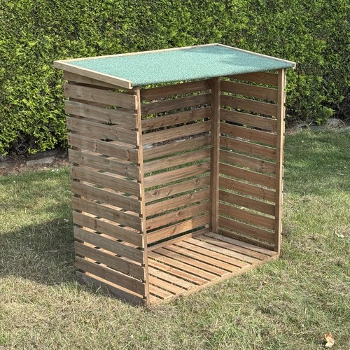 Wooden log store with asphalt - wooden,