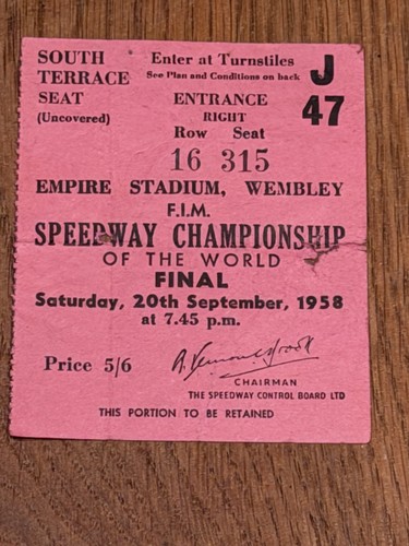 Ticket 1958 speedway world - 1958,