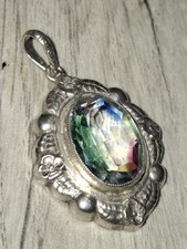 Vintage Sterling Silver  Mystic Topas Pendant