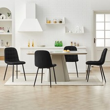 4X Velvet Dining Chairs Metal