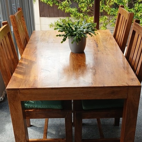 Oak dining table and chairs - oak, 4