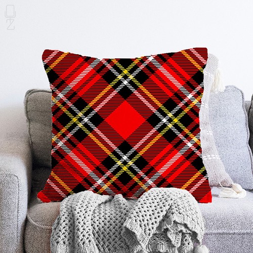 Red black plaid pillow - red, cover