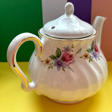 Vintage Royal Park Pottery Tea Pot & Lid For Two Floral Pink Roses ??☕️?