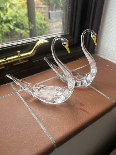 Pair vintage glass birds - vintage,