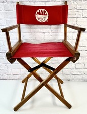 *A* Vintage Mac Quality Tools Wood Directors Chair Red Canvas 34” Wooden