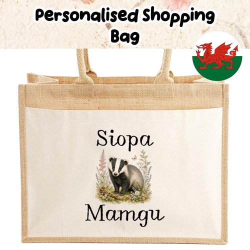Welsh mamgu shopping bag jute - welsh,