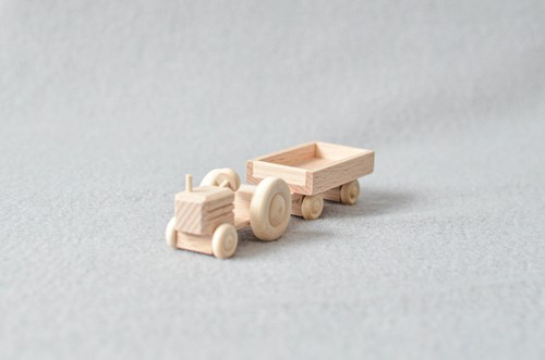 Wooden toy tractor - wooden, with