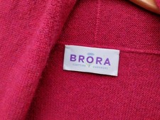 Brora Cashmere Open Cardigan Lower Hip Deep Soft Mulberry New 16 18 XL + Gloves
